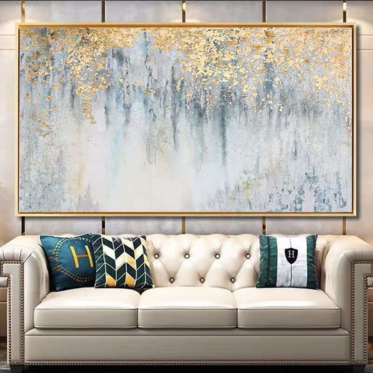 Top Selling Handmade Abstract Oil Painting Wall Art Modern Minimalist Bright Color Gold Foil Picture Canvas Home Decor For Living Room Bedroom No Frame The Fauna Place