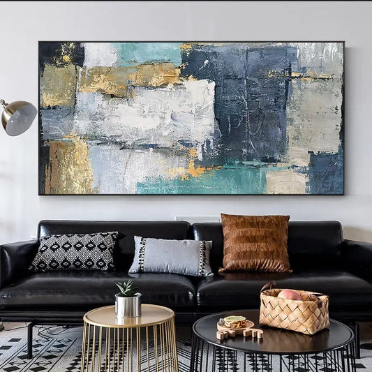 Abstract Hand Painted Color Block Oil Painting on The Canvas Posters and Modern Wall Art Picture for Living Room Decor The Fauna Place