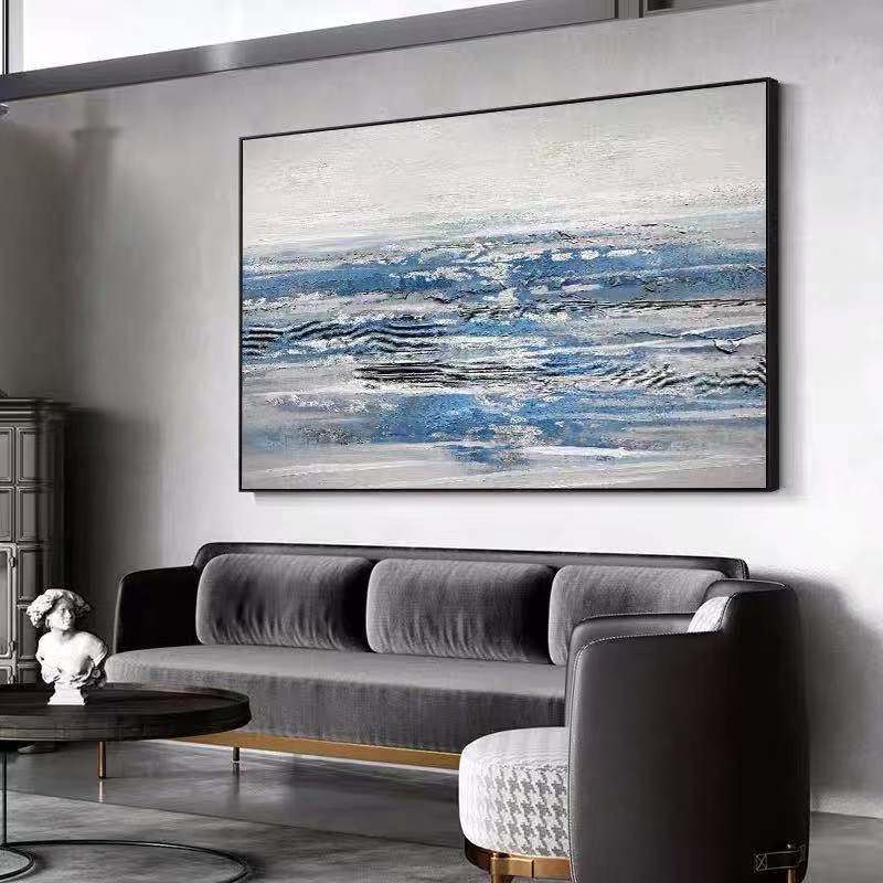 Blue Modern Style Abstract Wall Poster Nordic Canvas Oil Painting Contemporary Art Decoration Picture For Living Room Decor The Fauna Place