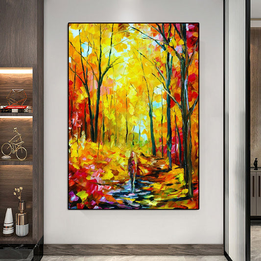 Modern Abstract abstract forest Gold Foil tree Oil Painting large hand painted Abstract Painting Canvas For Home Decoration The Fauna Place