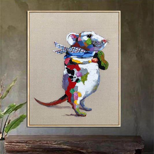 Wall Art Handmade Colored Mouse Oil Painting On Canvas Living Room Home Decor Wall pictures Hand Painted Animal Pictures No Frame The Fauna Place